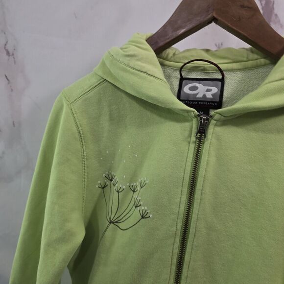 Outdoor Research Hoodie Women Medium Green Embroidered Zip Sweatshirt Dandelion - Picture 2 of 12